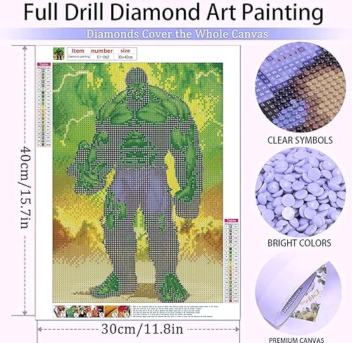 Miniatura 4 de EIBEILI Hulk - Kits de pintura de diamantes para adultos, kits de arte de diamantes 5D para niños, puntos de diamante para adultos, kit de