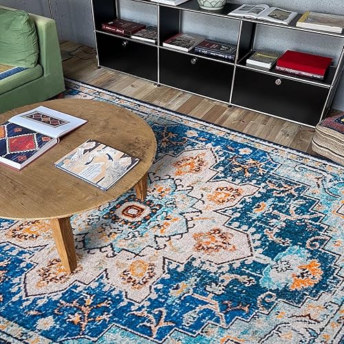 Miniatura 5 de YOEGE Alfombra bohemia lavable de 4 x 6 pies, para dormitorio, sala de estar, cocina y aire libre, antideslizante, fácil de limpiar, no se