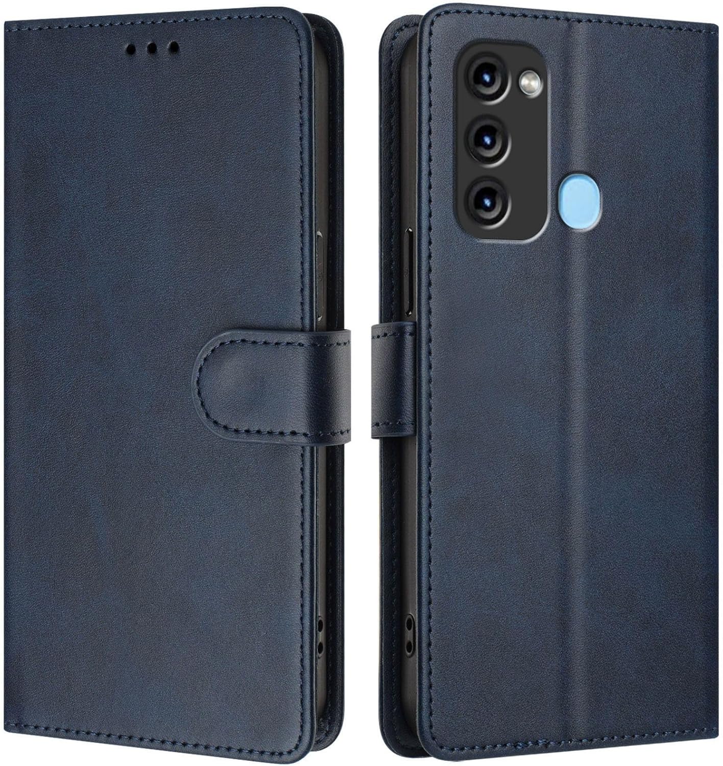 Compatible with Itel S17 S661W PU Leather Phone Cover,Compatible with Itel Vision 3 Card Slots Flip Stand Wallet Case Blue