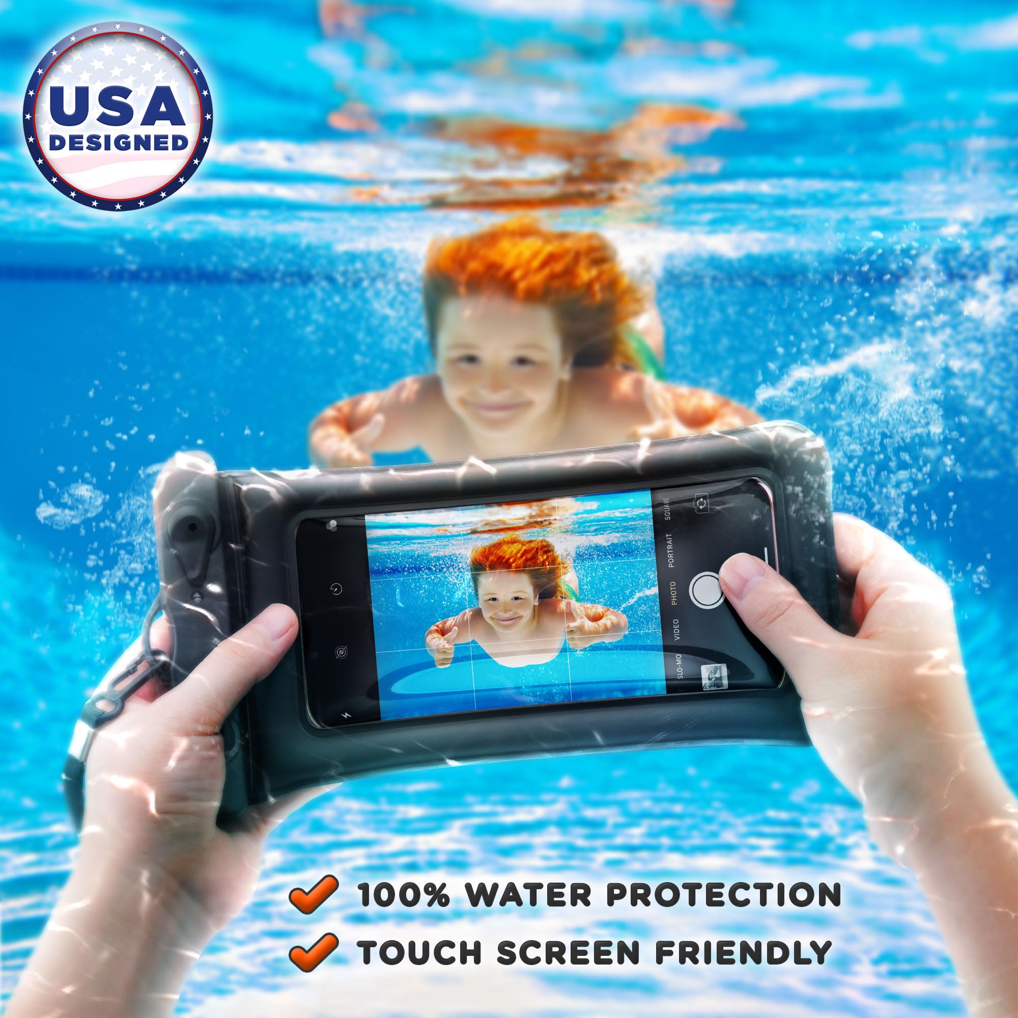Waterproof Phone Pouch (2 Pack, 23x11cm), Smartphone Dry Bag Case w/Lanyard, Cellphone Holder