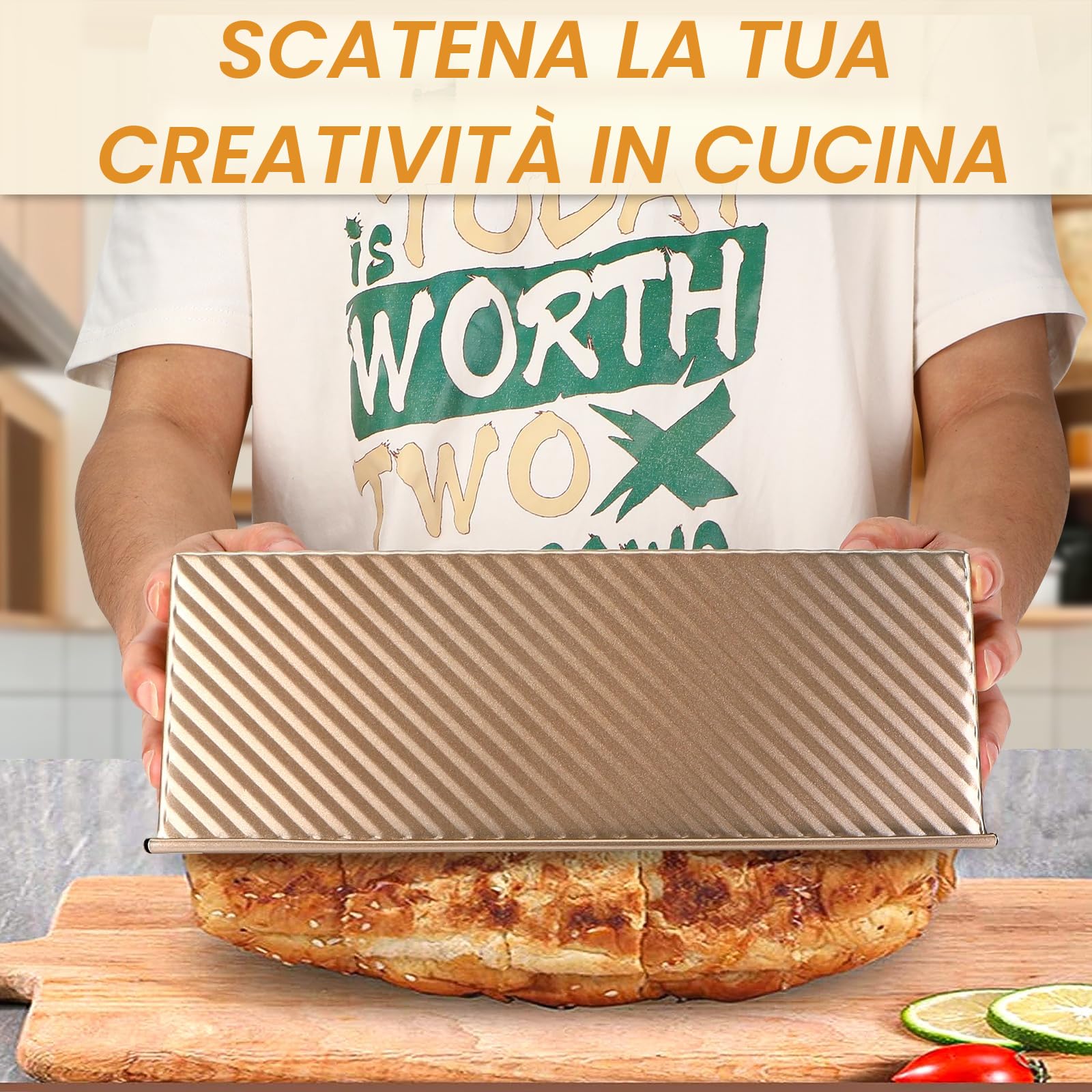 Stampo per Pane in Acciaio al Carbonio - Stampo per Toast con Coperchio Scorrevole Antiaderente - Teglia per Pane con Fori Ventilati - Ideale per Cuocere al Forno e Grigliare Capacità 1000g