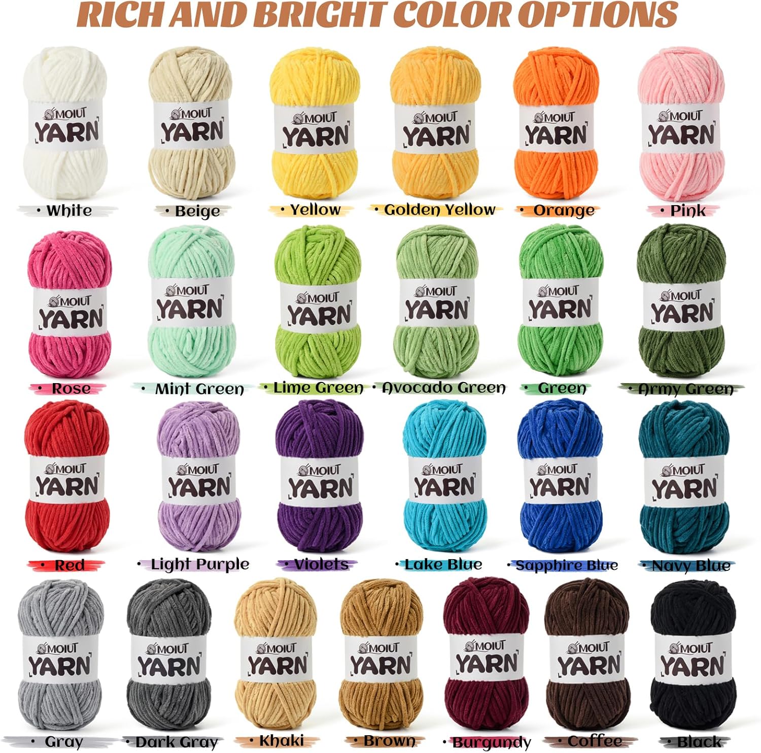 12 Pack Velvet Yarn for Knitting, Chunky Chenille Yarn for Crocheting, Baby Yarn for Crocheting Soft Blanket, Super Bulky 42.3oz(1049yds), Multicolor Amigurumi Yarns Set B