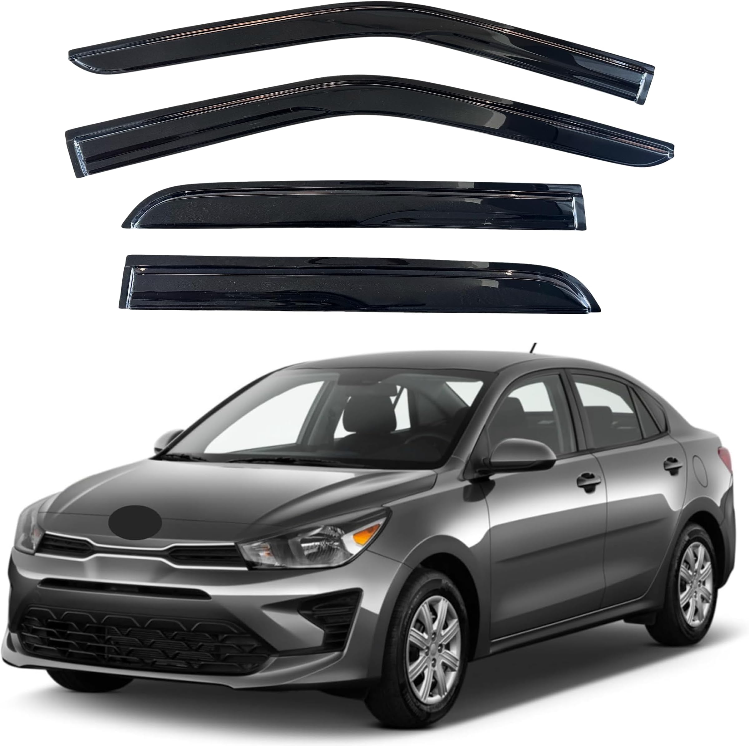 KPY Window Visor Compatible with Kia Rio Sedan 2018-2023, Rain Guard Side Window Vent Deflectors Tape-On Style, 2018 2019 2020 2021 2022 2023