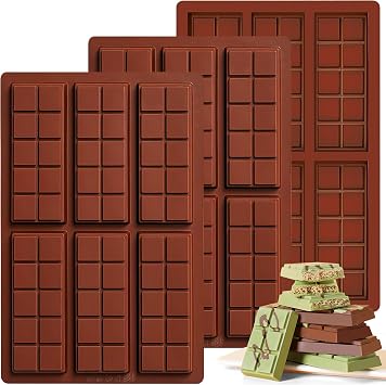 Sidosir 3Pcs Chocolate Bar Mold, Non-Stick Chocolate Mold for Dubai Chocolate Bar, Silicone Mold for Homemade Candy