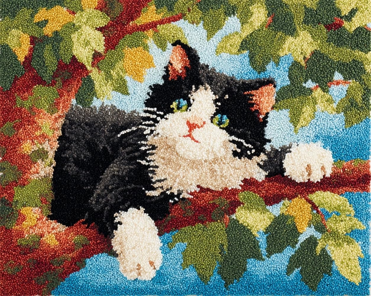 FWRTYCB Latch Hook Rug Kits, Cat in the Tree