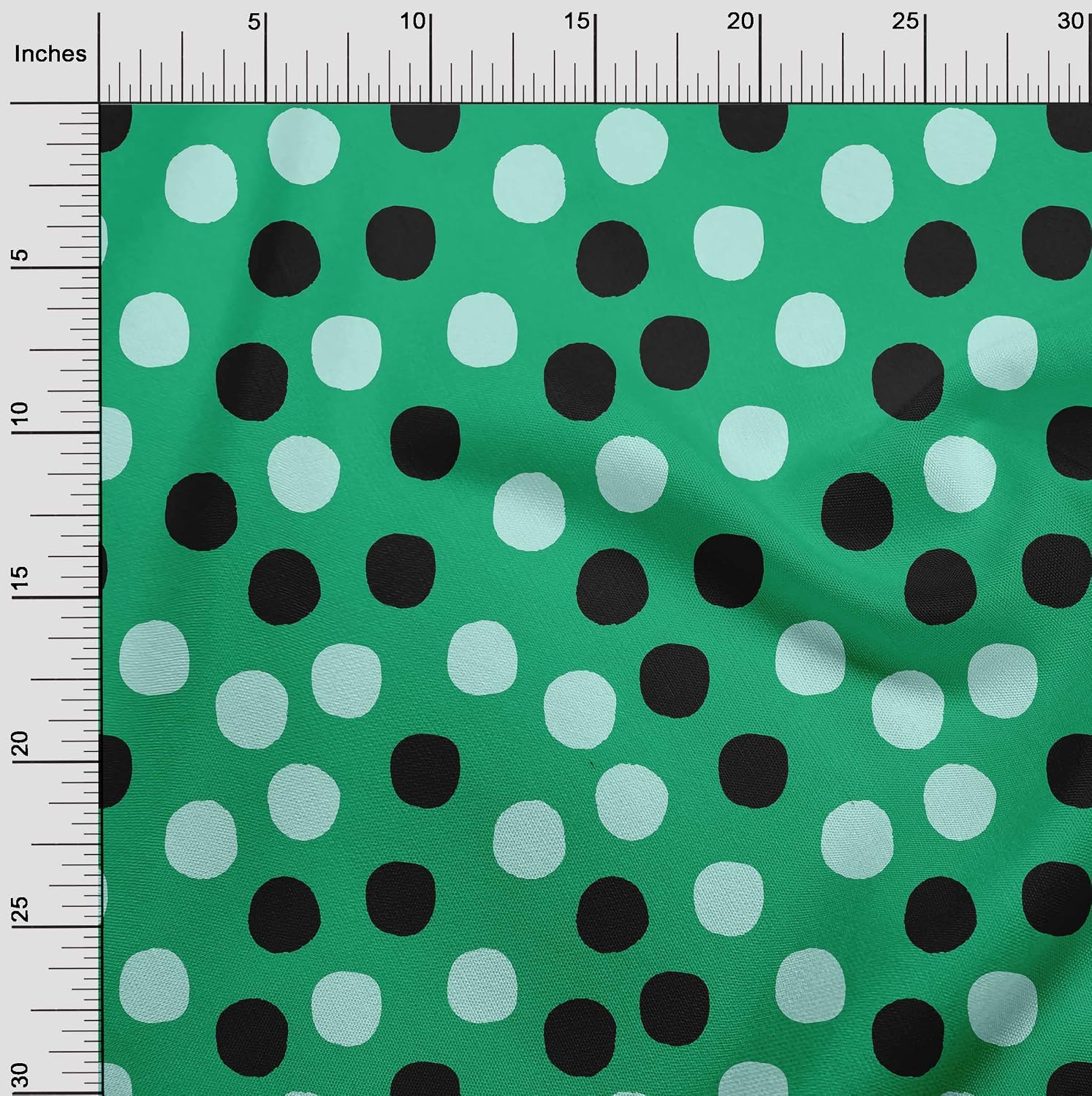 oneOone Georgette Viscose Sea Green Fabric Polka Sewing Material Print Fabric by The Yard 42 Inches Wide-5962