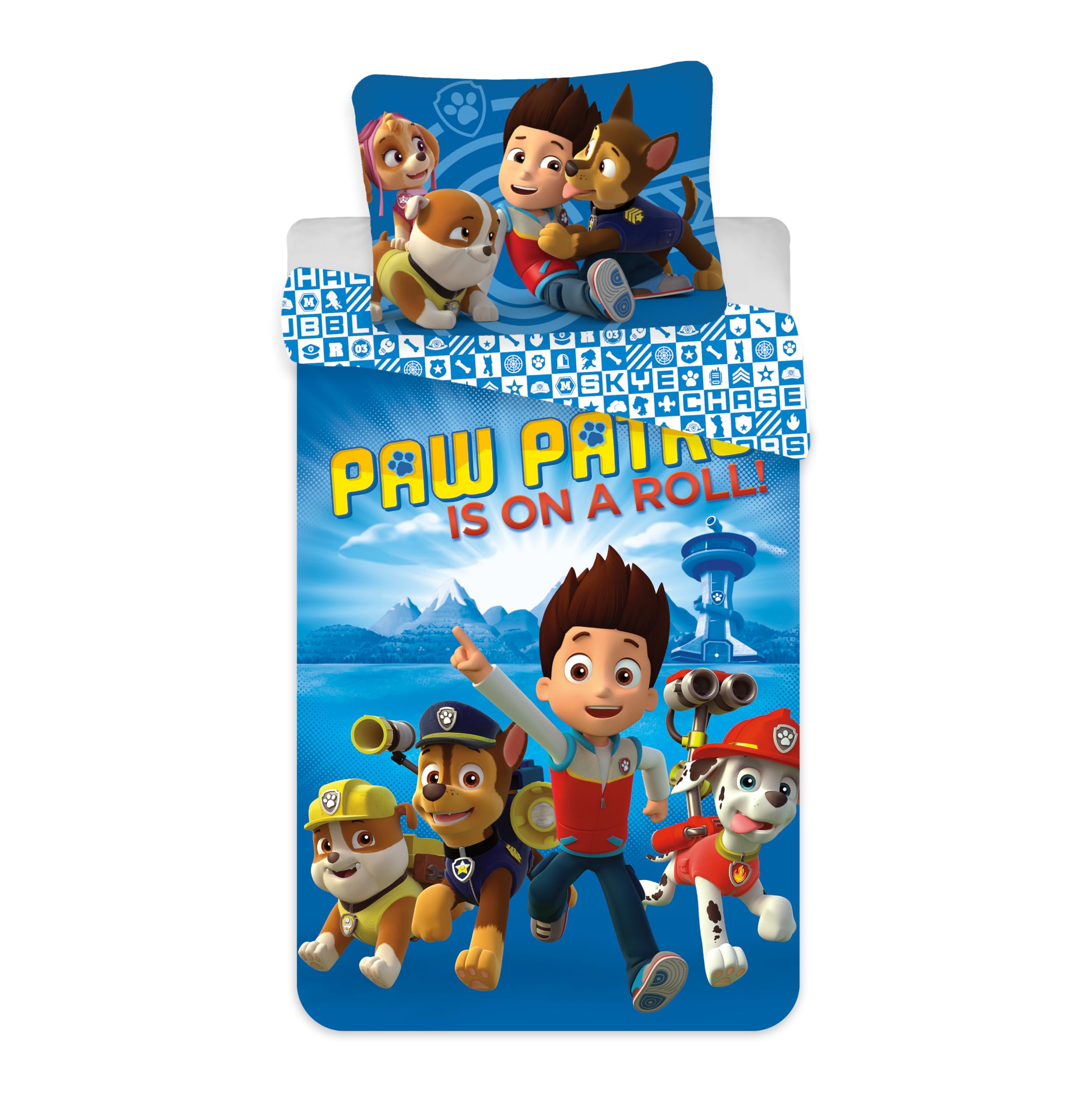 Brandmac Aps Men's Blue Paw Patrol Baby Bedding Set, 100 X 135 Cm, 40 X 60 Cm, Small Children's Bedding Set, Ryder