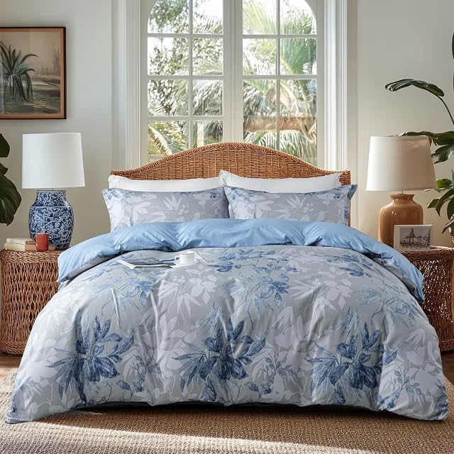 OAITE Down Couverture de couettes - Nishino Grey Pattern Soft Couvercle Taille Reine, 3-Piece Prêt, 1 90 "x90 Couverture de couettes à fermeture éclair et 2 Carcasses d'oreillers
