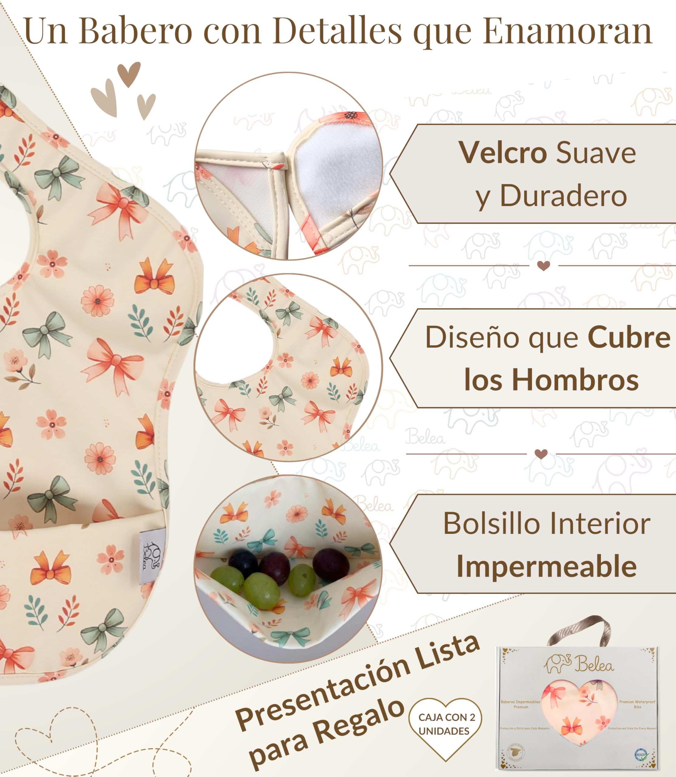 Pack 2 Baberos Bebe Impermeables Sin Mangas BLW 6 Meses a 5 Años Bolsillo Recogemigas Babete Impermeável Babero Infantil Sin BPA Regalo Baby Shower Cumpleaños Bebé - 5