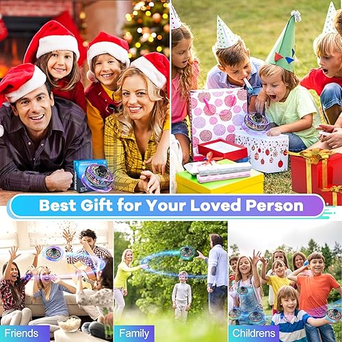 Miniatura 5 de Mini dron giratorio volador, juguete volador controlado a mano, mini dron OVNI 2023 para niños con rotación de 360 y luces LED, regalos de fiesta de