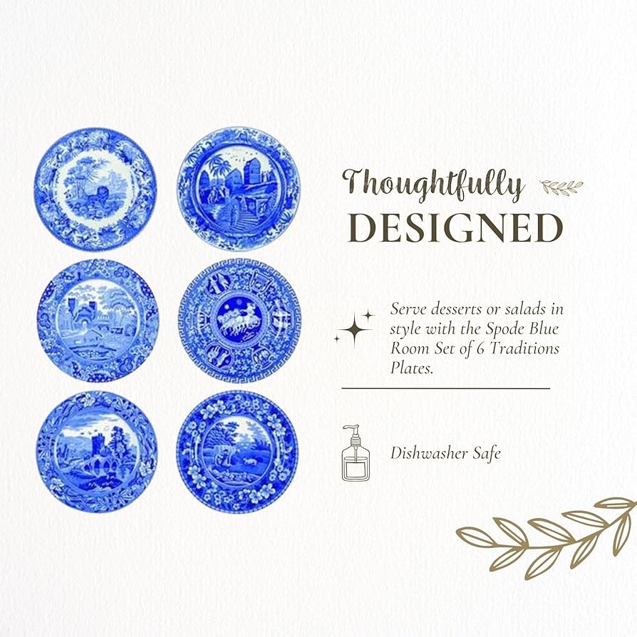 Spode BlUE BLOOM コレクションウイロウ２７センチ皿6枚セット Spode Blue Room