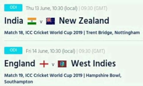 Cricket World Cup Schedules 2019