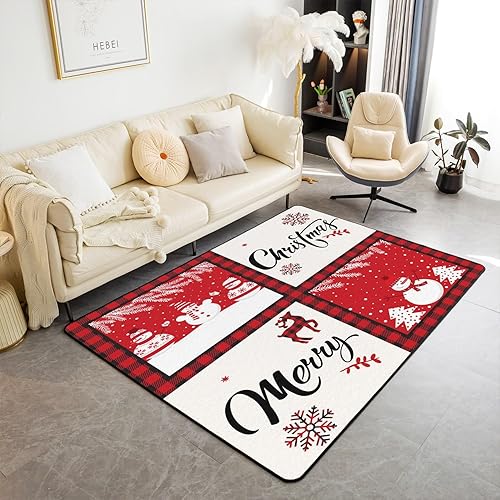 jejeloiu Tapete interior de muñeco de nieve de Feliz Navidad, decoración de ciervo, alce, para sala de estar, para niños, niñas, adolescentes, copo