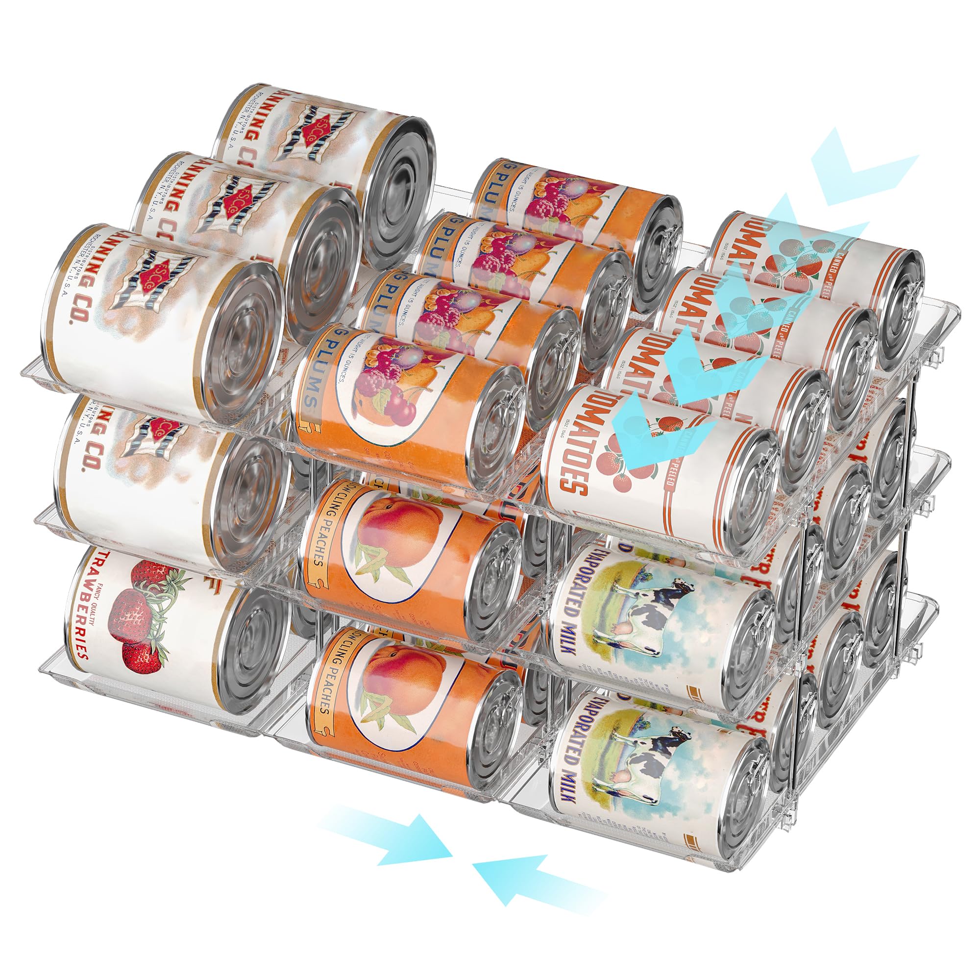 Can Organizer for Pantry, Rolling Food Pantry Storage Rack, 3 Tier