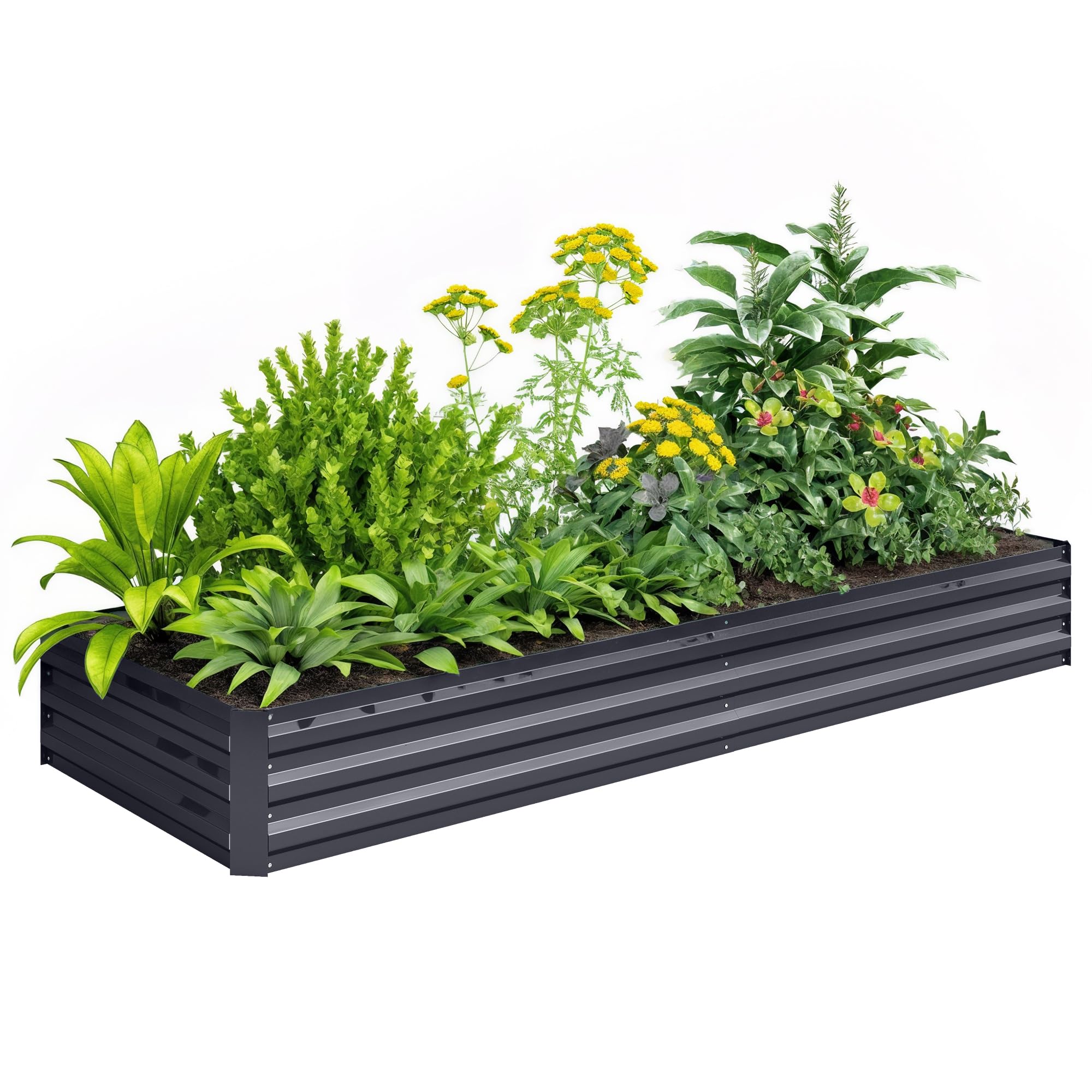 Outsunny Galvanised Raised Garden Bed, Metal Elevated Planter Box with Open Bottom, Outdoor Flower Pot for Growing Flowers, Herbs, 241 x 90.5cm, Grey