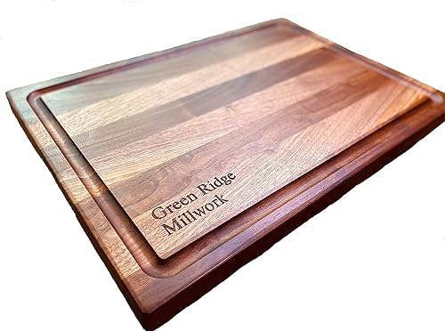 Green Ridge Millwork Tabla de cortar grande de grano de nogal con ranura para jugo de 14 x 20 x 1.25 pulgadas