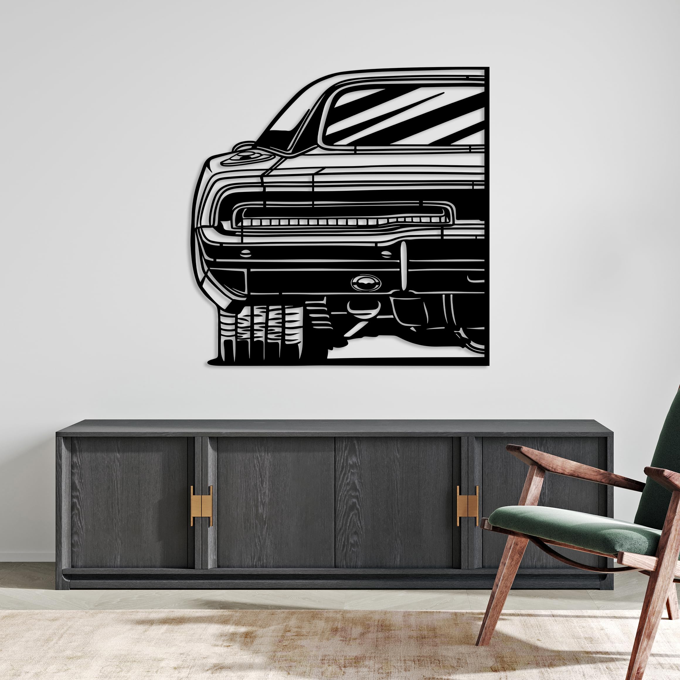 1969 Charger RT Model Silhouette Metal Car Wall Art, Sports Car, Line Automotive Silhouette, Minimalist Sculpture for Garage, Indoor Outdoor Wall