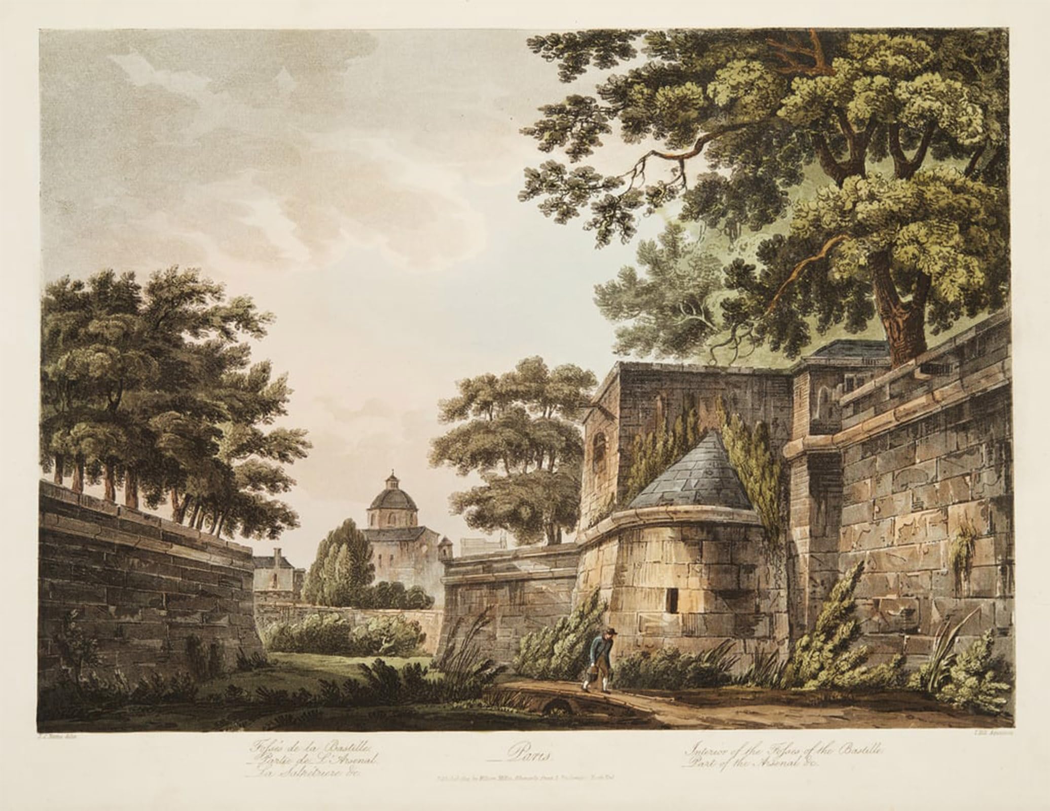 Serendipitp No Frame Vintage Wall Art Canvas Nordic Poster Canvas Print Picture Interior Of The Fosses Of The Bastille Part Of The By Claude Nattes Wall Art Poster For Home Decor 60X90cm