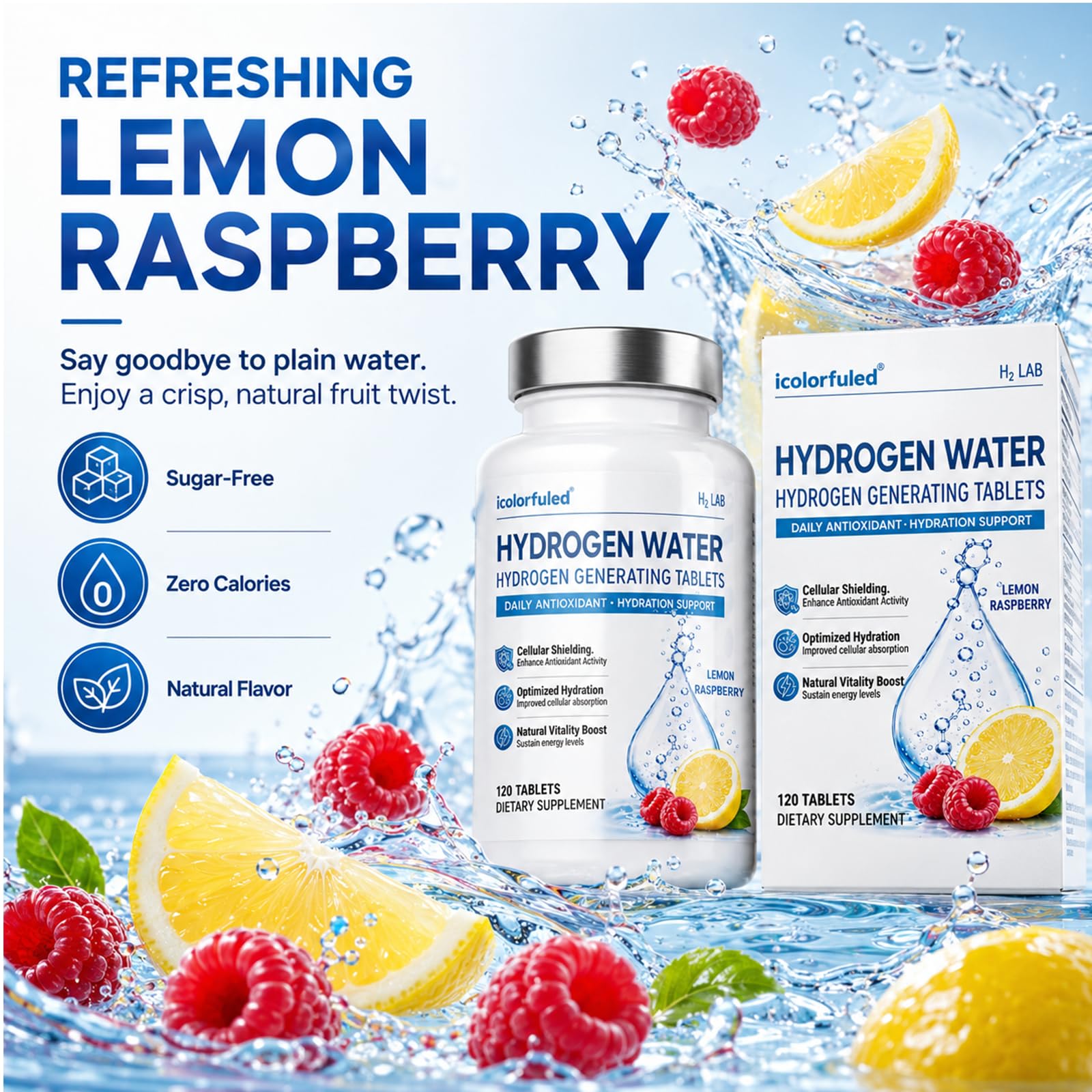 Molekulares Wasserstoff Tabletten, 120 Brausetabletten - Erfrischende Hydratation & Vitalität - Hohe Konzentration & Schnelle Löslichkeit - Ideal für Sport & Alltag