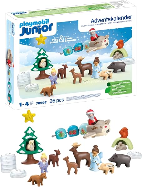 PLAYMOBIL JUNIOR | nachhaltiger Adventskalender für Kinder ab 1 Jahr | Schneeweihnacht | aus über 90% biobasiertem Kunststoff für sicheres Spielen | 70297 - 1