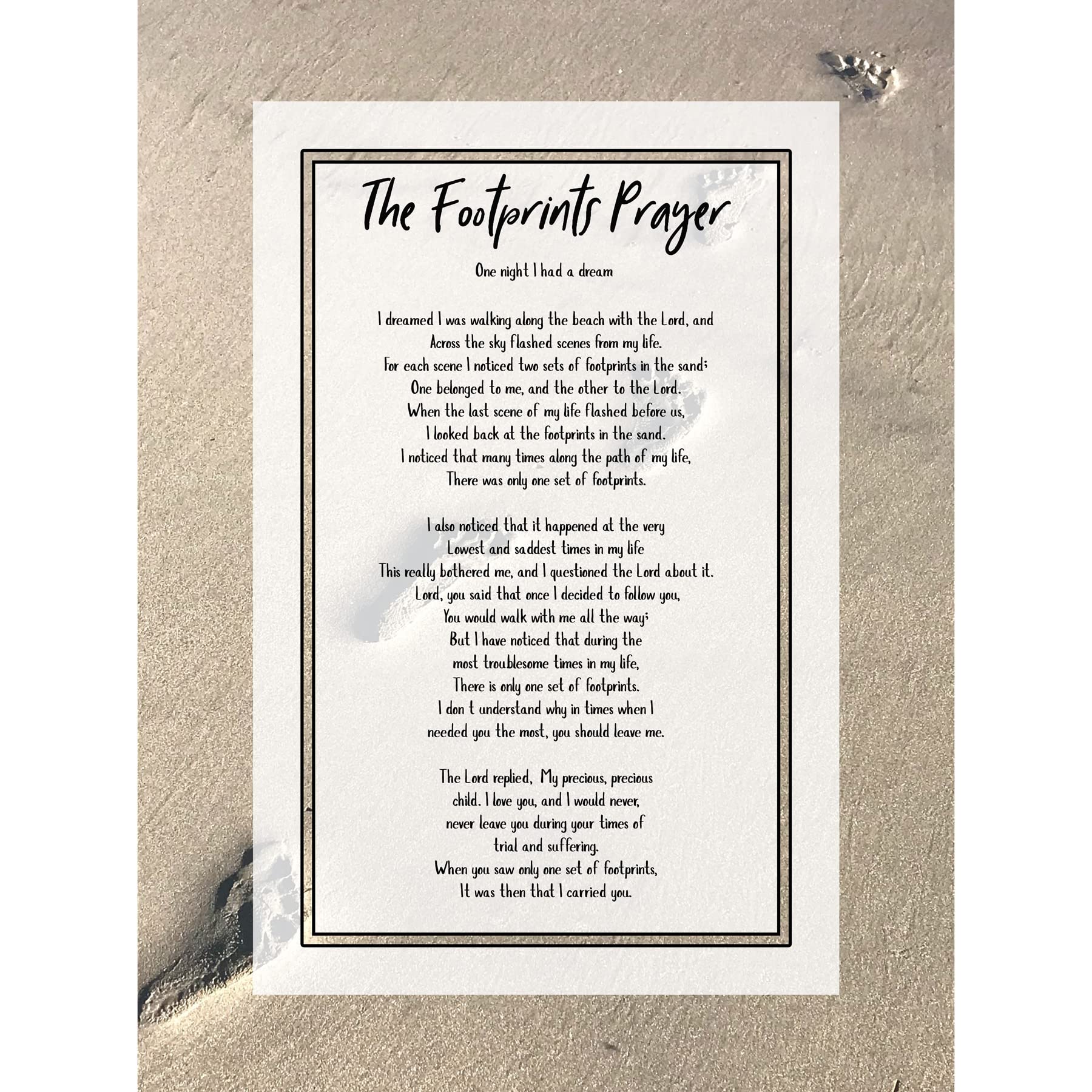 Artery8 God Jesus Footprints In The Sand Poem Inspirational Unframed Wall Art Print Poster Home Decor Premium