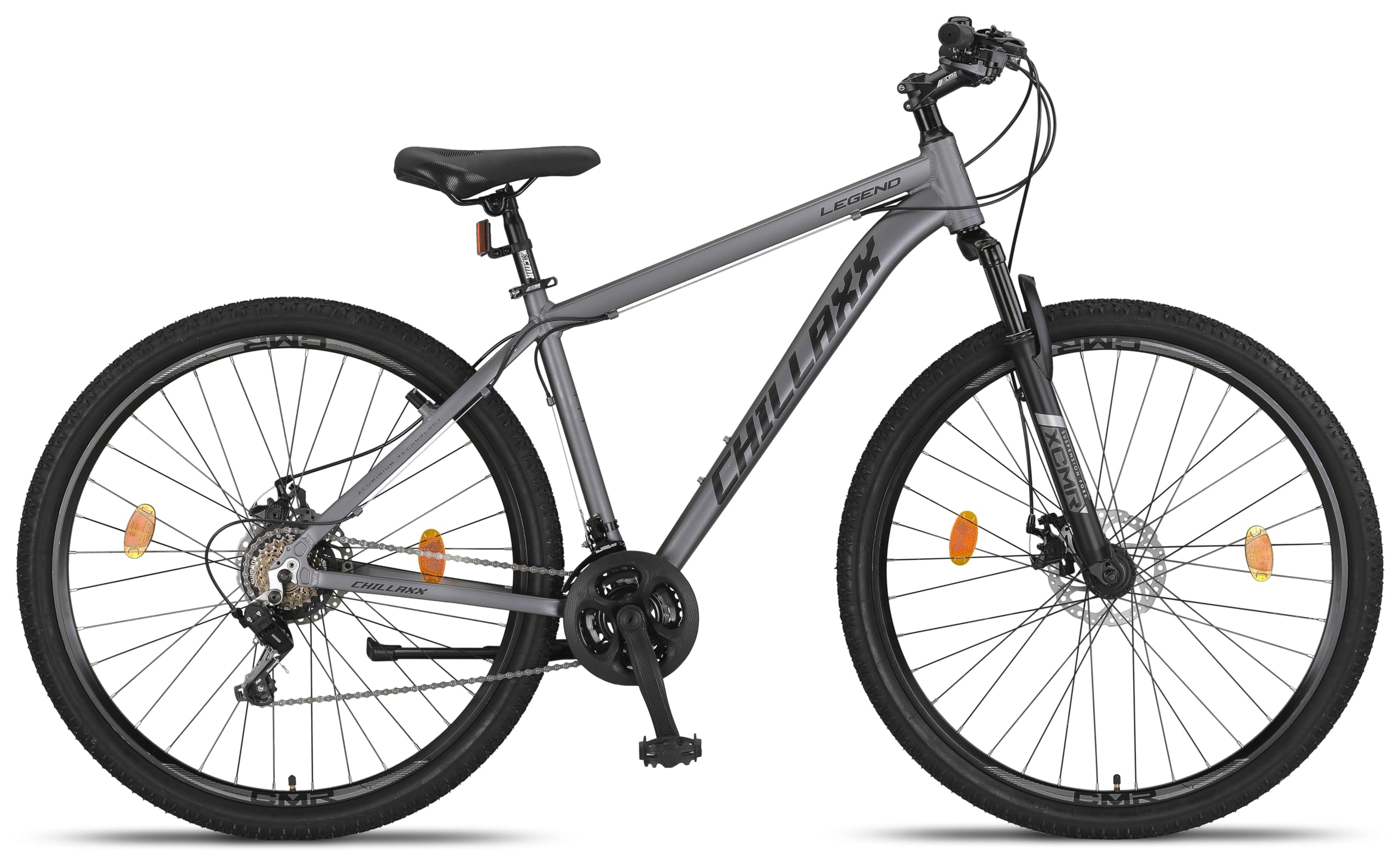 Chillaxx Bicicleta Legend Aluminio 24, 26, 27,5 y 29 Pulgadas,Mountain Bike MTB Bicicletas para niños y niñas, Hombres y Mujeres, 21 velocidades de Cambio de 29 Pulgadas, Freno de Disco Negro y Rojo