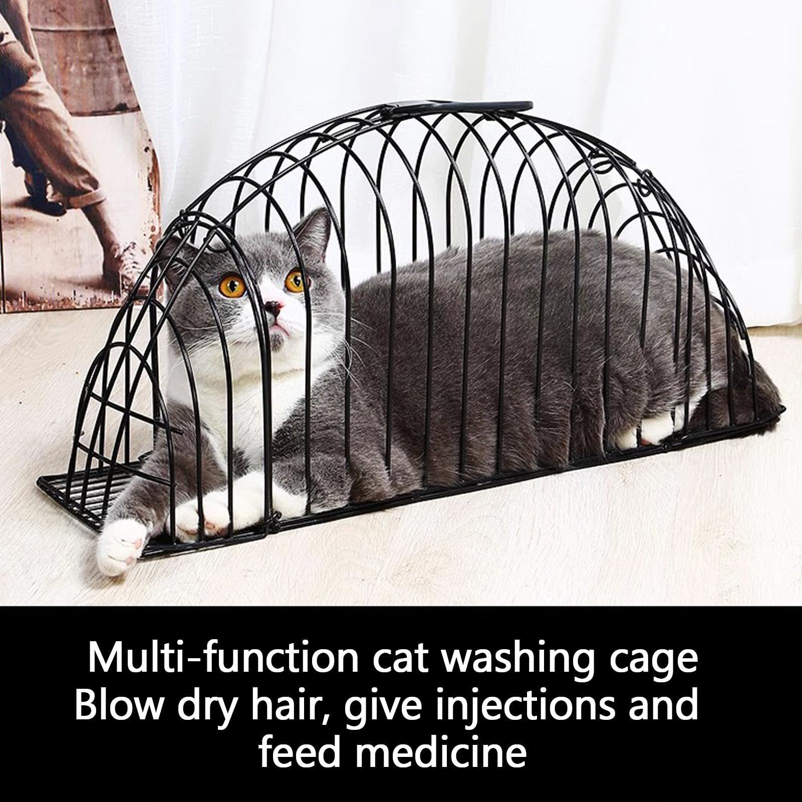 Cage de bain soufflante pour chat - Cage de douche pour chat - Outil de bain robuste et facile - Pratique pour le bain - Bain facile pour chat