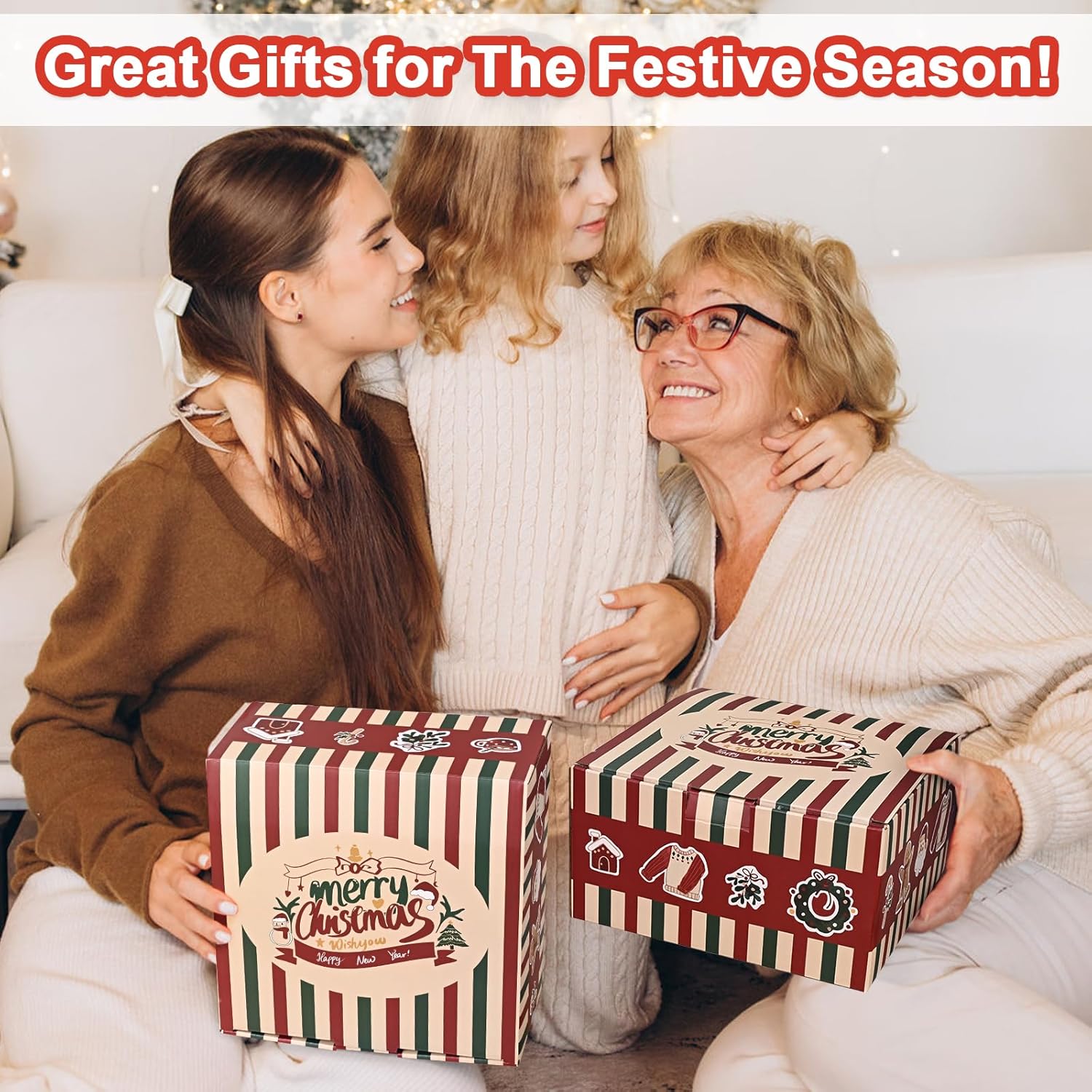 Maustic Christmas Mugs Set of 4, Christmas Coffee Mugs, Holiday Mug with Festive Design, Ceramic Mug for Hot Cocoa, Hot Chocolate, Coffee, Tea, Family Gifts, 12 Oz, Microwave & Dishwasher Safe