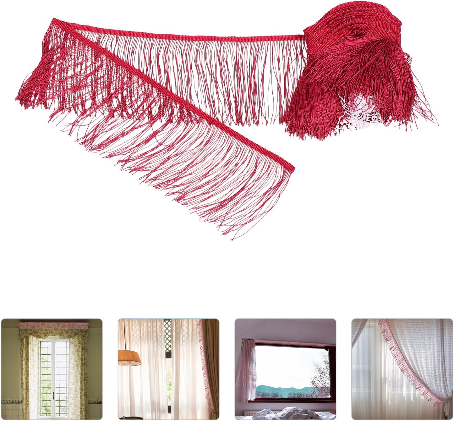 Decorative Fringe Tassels 1 Roll Dark Red for Halloween Xmas Cosplay
