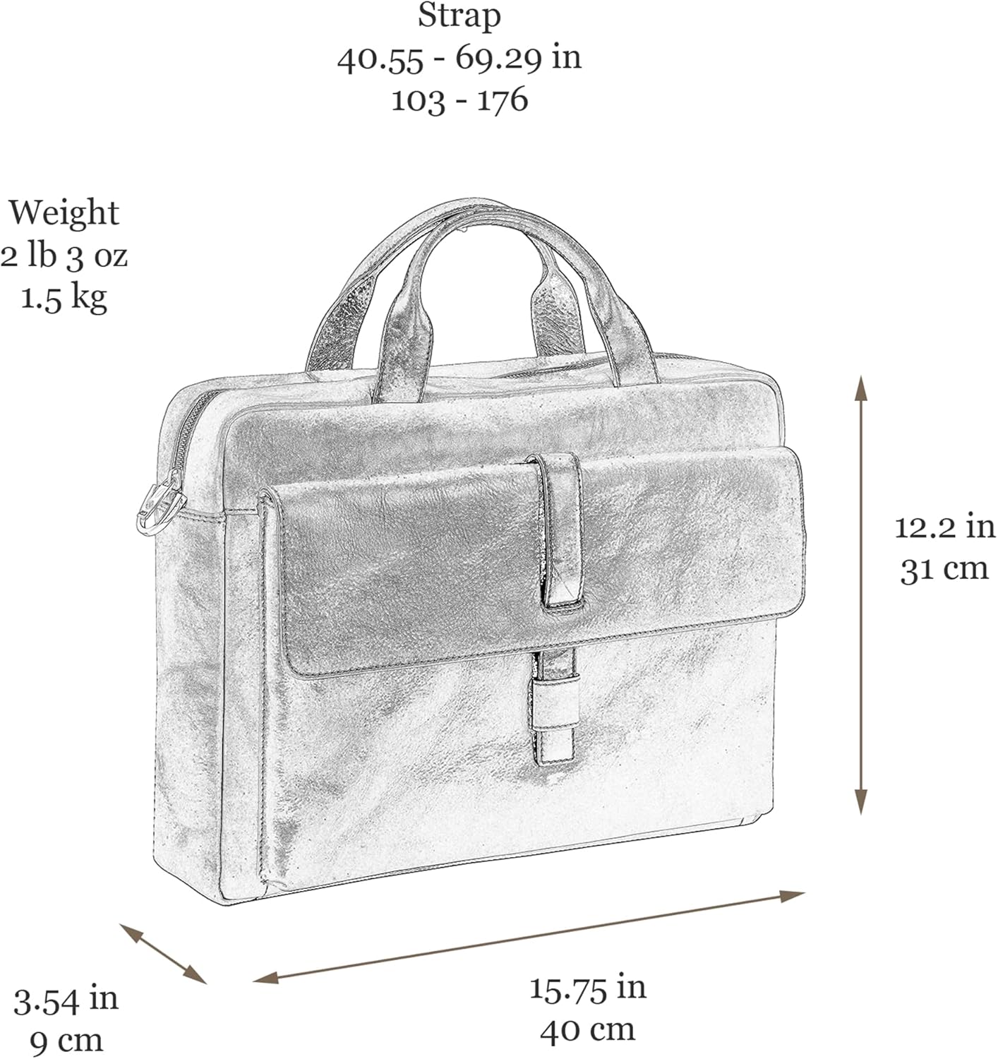 Time Resistance Leather Briefcase - Italian Handmade Leather Laptop Bag - Handbag for Men and Women - Image 7