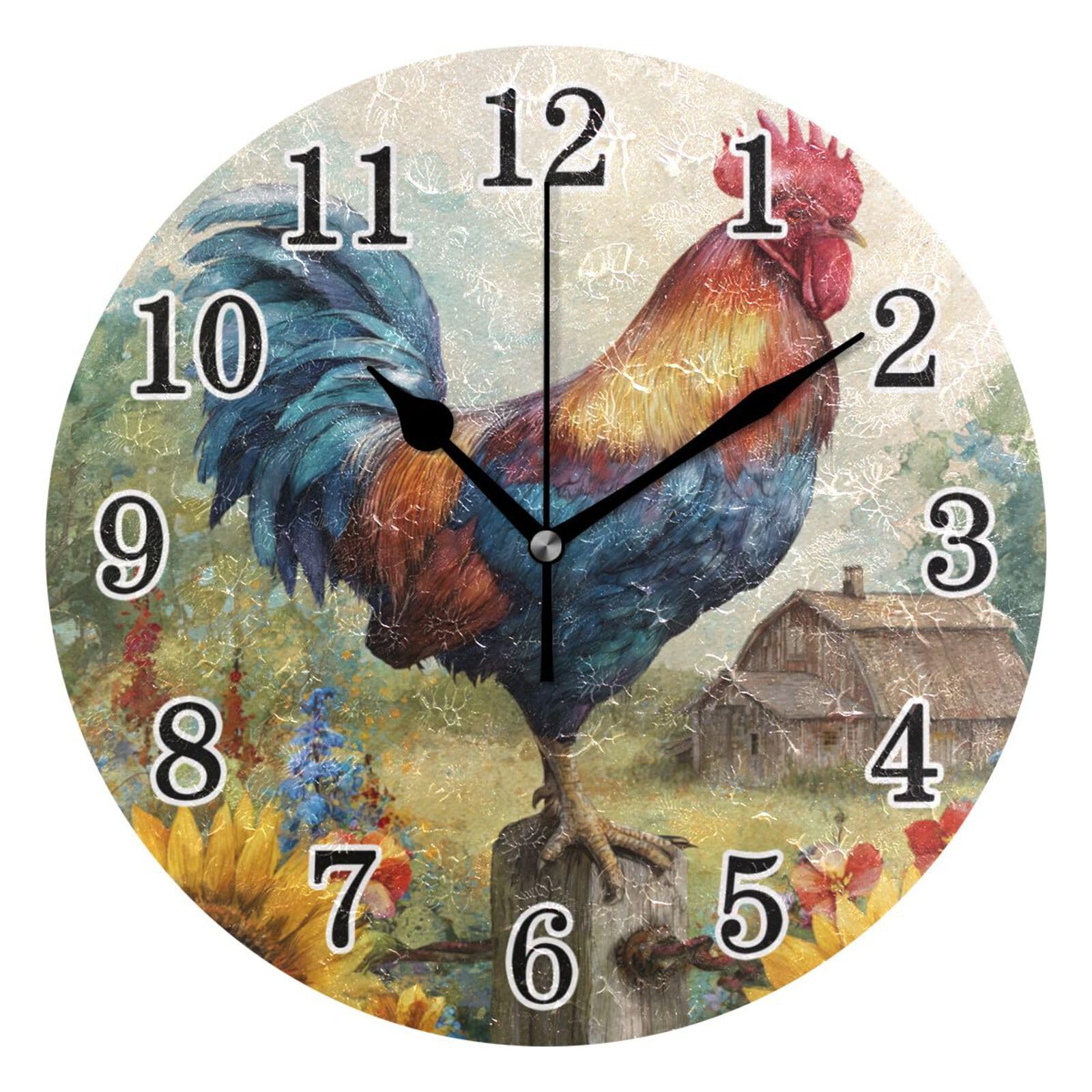 Horloge murale coq aquarelle pour créer une ambiance bistrot chic dans votre café