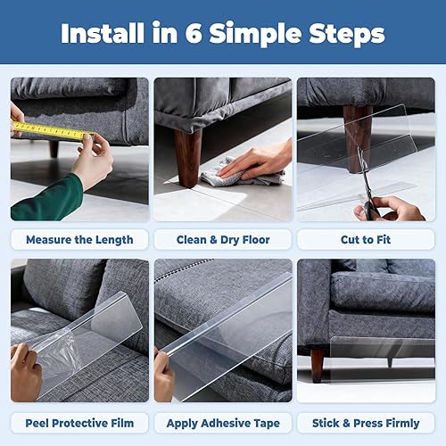 Miniatura 5 de Bloqueador debajo de la cama de 5 pulgadas de alto para mascotas, paquete de 8 Evita que los juguetes y mascotas se metan debajo de los muebles,