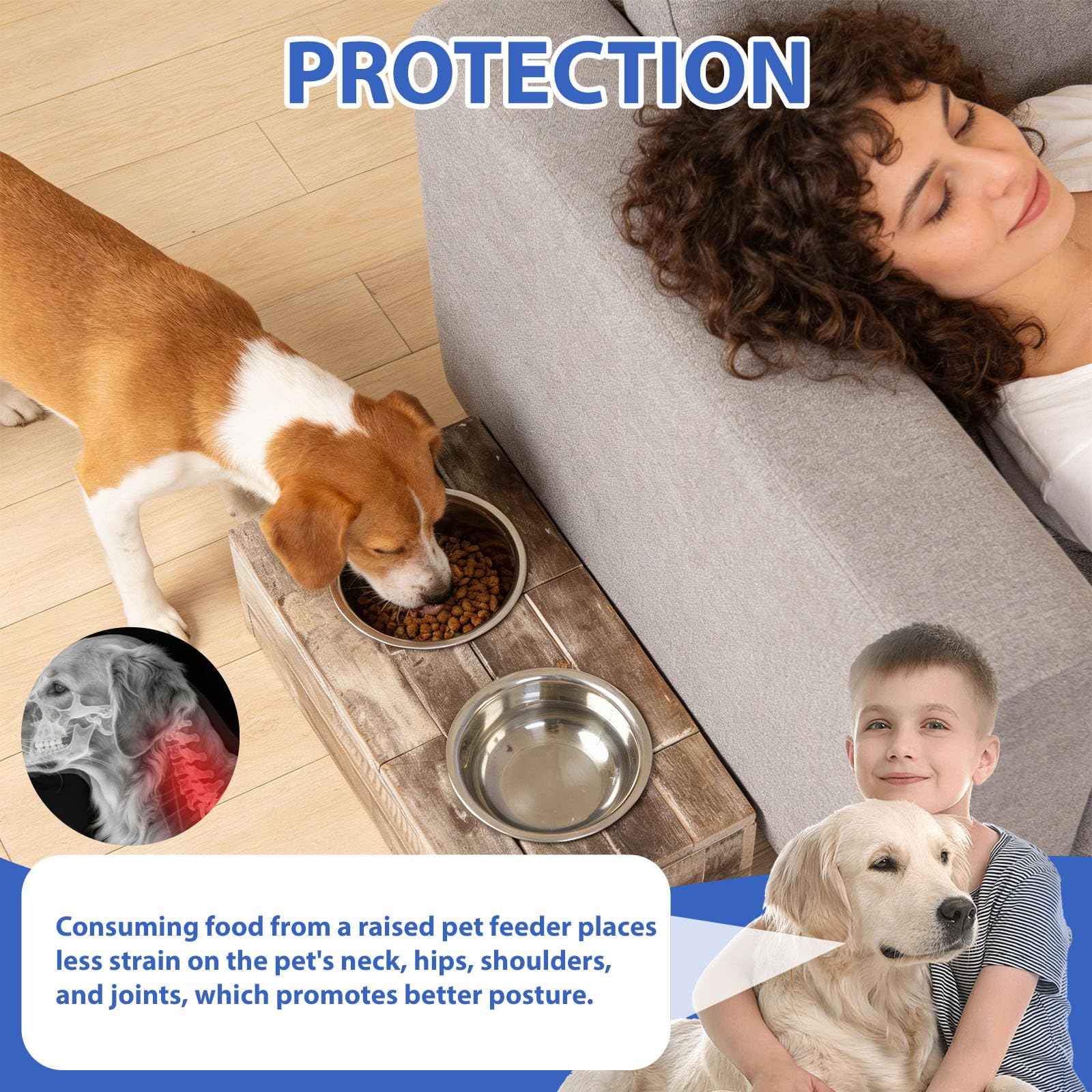 Huntley Pet - Comedero Doble Elevado para Perros y Gatos de Acero Inoxidable (Berjen, pequeño)