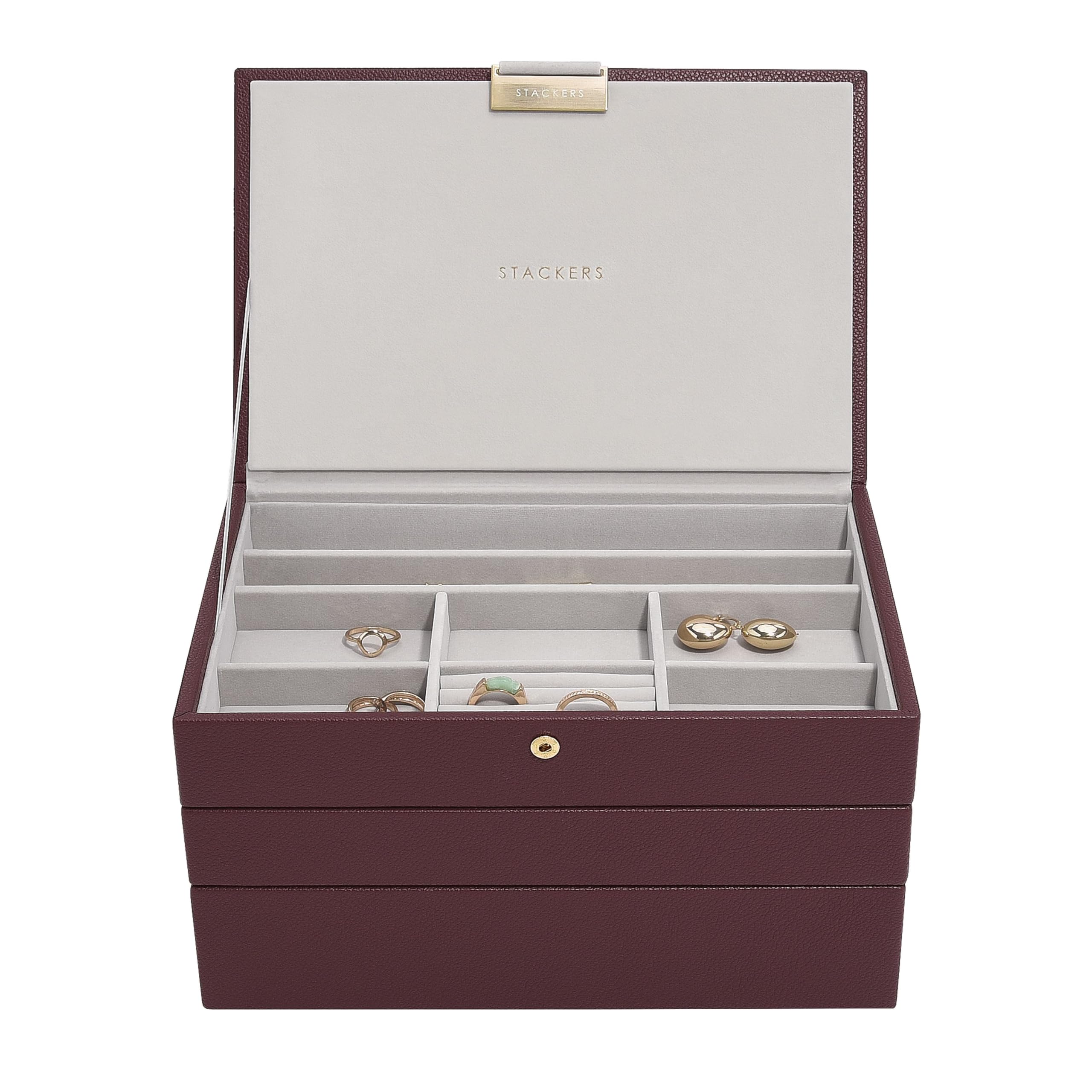 Stackers Burgundy Classic Medium Jewellery Box, Set Of 4
