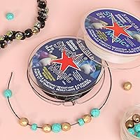 Vista 2 de Stretch Magic Cordón elástico para cuentas – Color negro, 0.020 in de diámetro, 32.8 ft (32 pies) – Cuerda fácil de anudar, fuerte y elástica