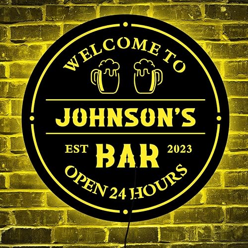 Miniatura 1 de souleather Barra personalizada LED de metal Arte de neón Letrero de metal Bar Letrero de metal Letrero de nombre Bar Decoración de pub Bar Letrero