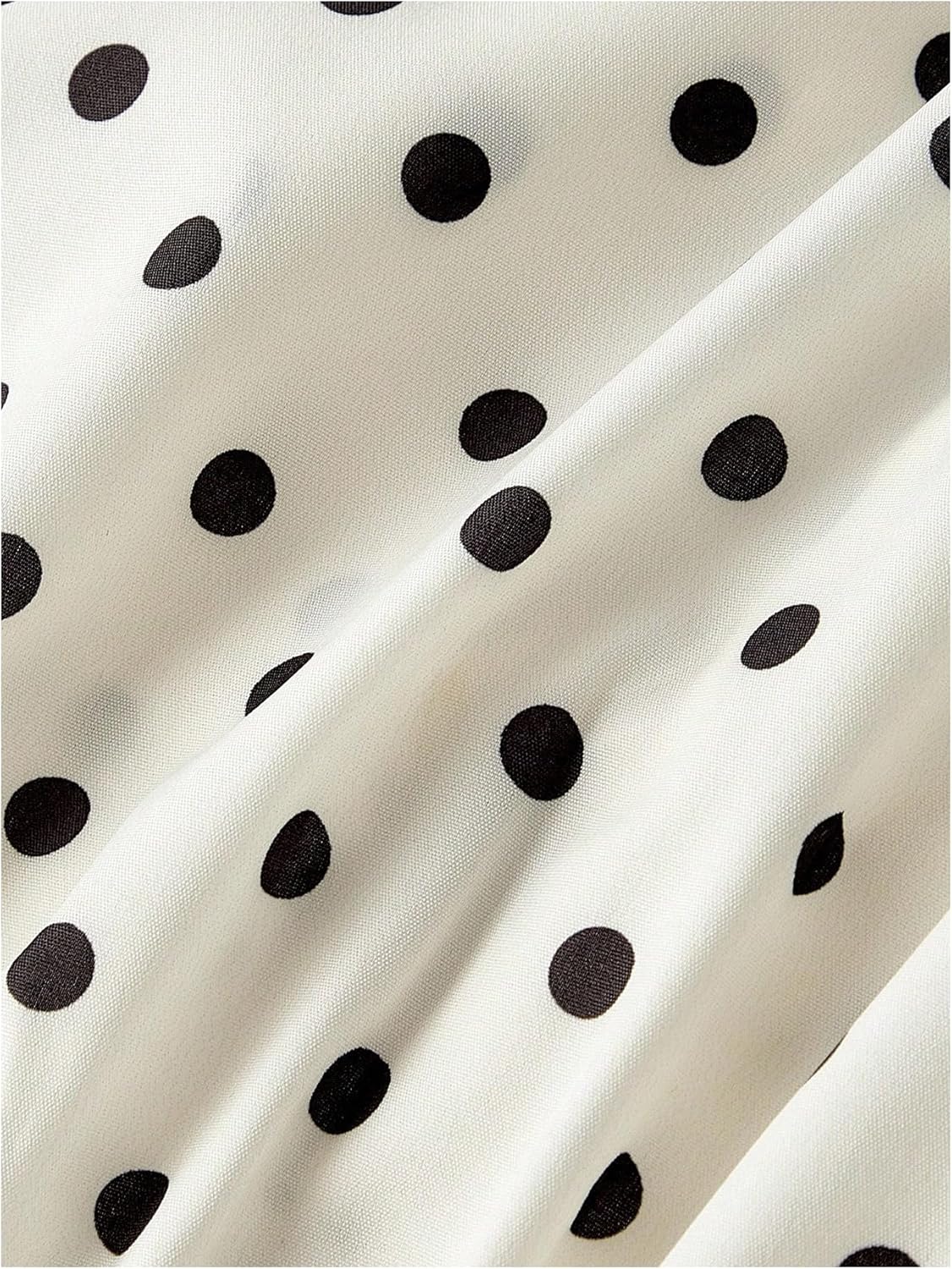 MakeMeChic Women's Business Polka Dots V Neck Blouse Tie Front Bell Sleeve Fitted Tops - Image 3