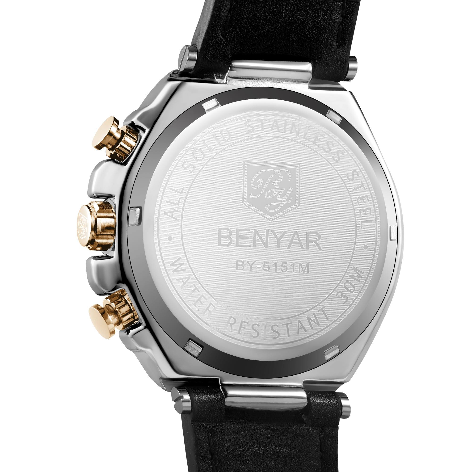 BENYAR BY Herrenuhr Uhren Herren Wasserdicht Herrenuhren Chronograph männer Armbanduhr für Herren Gold/Silber/Blau/Schwarz Eleganz Lederarmband/Edelstahl Quarz Geburtstags/Weihnachts