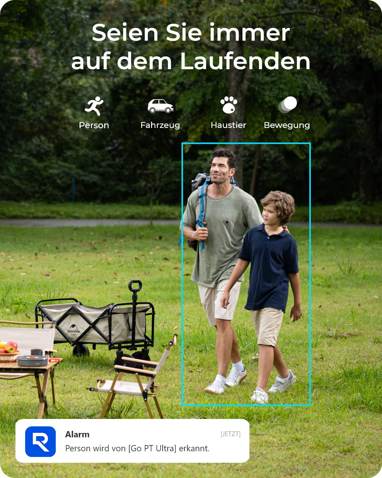 Reolink 4K 3G/4G LTE Überwachungskamera mit SIM Karte, Lokaler Speicher | 360° PT Auto-Tracking, Solar Kamera Outdoor mit 8MP Farbnachtsicht, KI Erkennung, Go PT Ultra(Grau)+6W Solarpanel