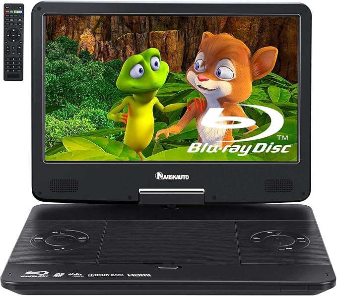 NAVISKAUTO 14" Portable Blu Ray DVD Player with HDMI Input/Output