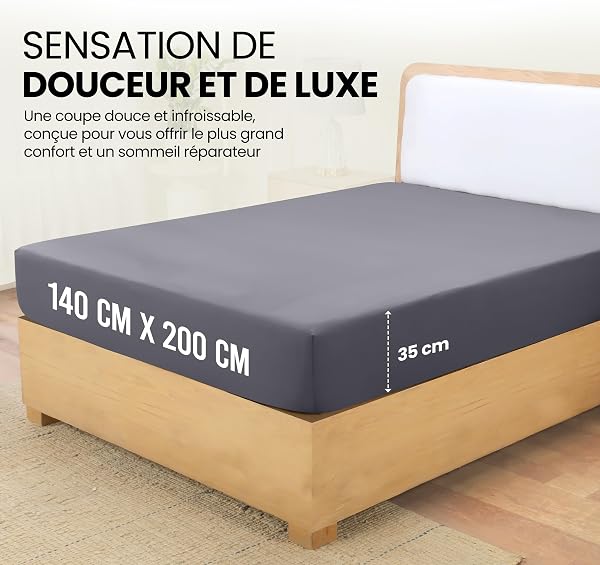Utopia Bedding Drap Housse - Gris, 140 x 200 cm - Certifié Oeko-Tex - Bonnets 35 cm pour Matelas Épais - Polyester Microfibre brossée - 2