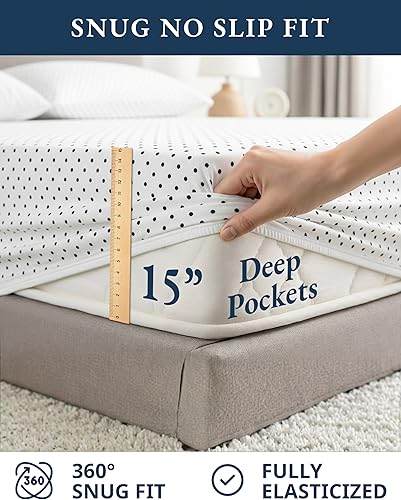 Miniatura 7 de LANE LINEN - Juego de sábanas de 4 piezas 100 % algodón orgánico percal puro King, ropa de cama suave transpirable para colchones de hasta 15