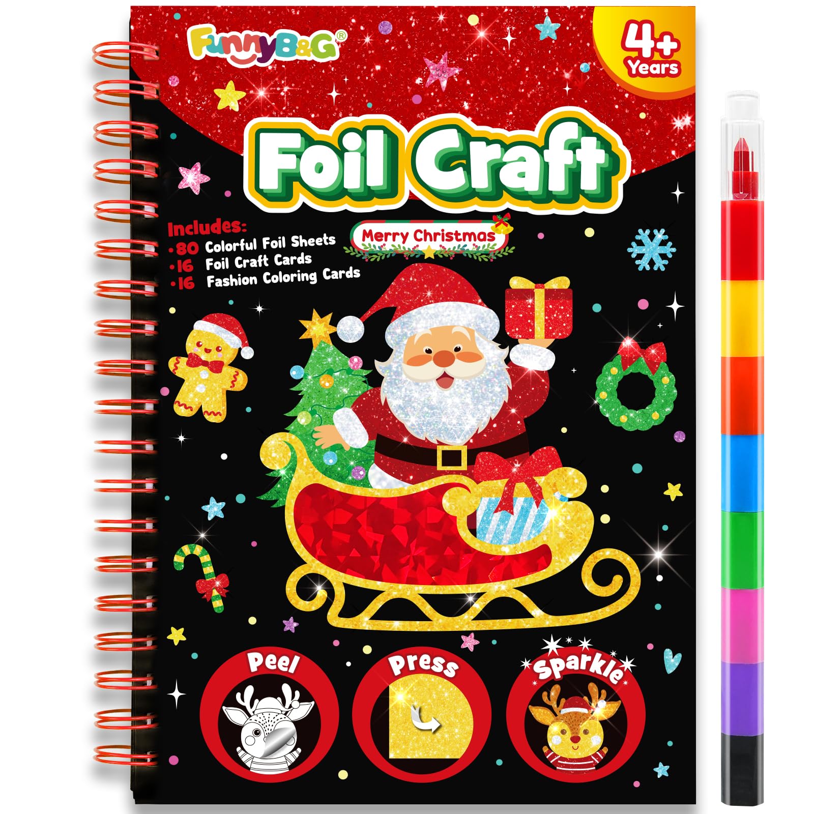FUNNYB&amp;G Christmas Foil Art Craft Kit for Kids, Birthday Gift Toy for Kids