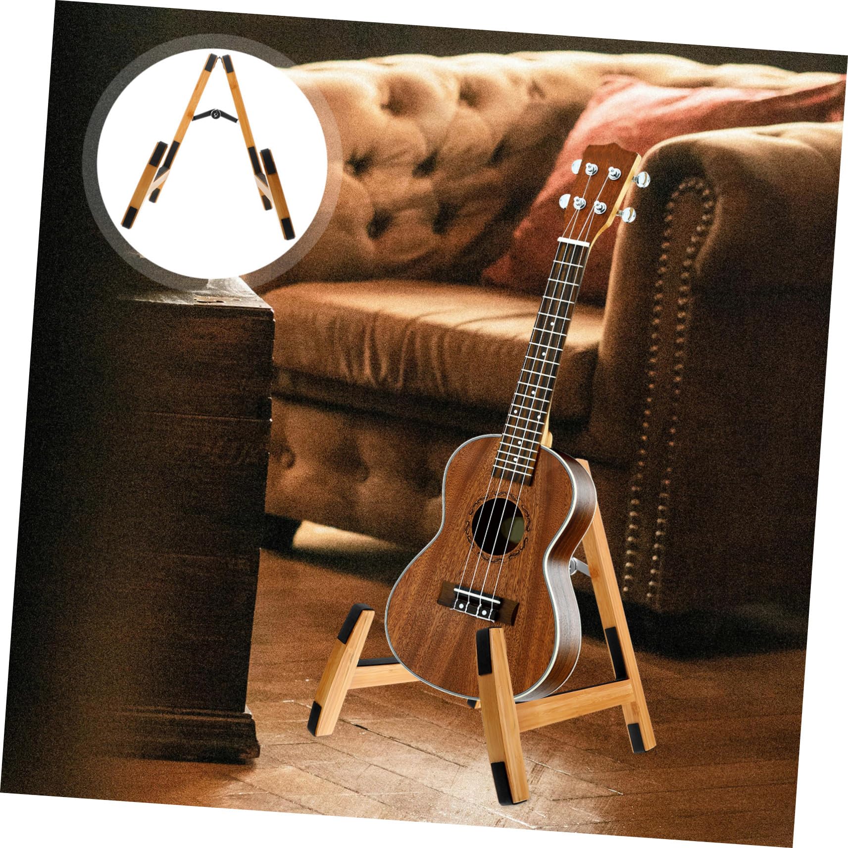BESTonZON Portachiara da Pavimento in Legno per Chitarra Basso Mandolino Ukulele Violino Supporto Verticale Salvaspazio per Casa e Viaggio
