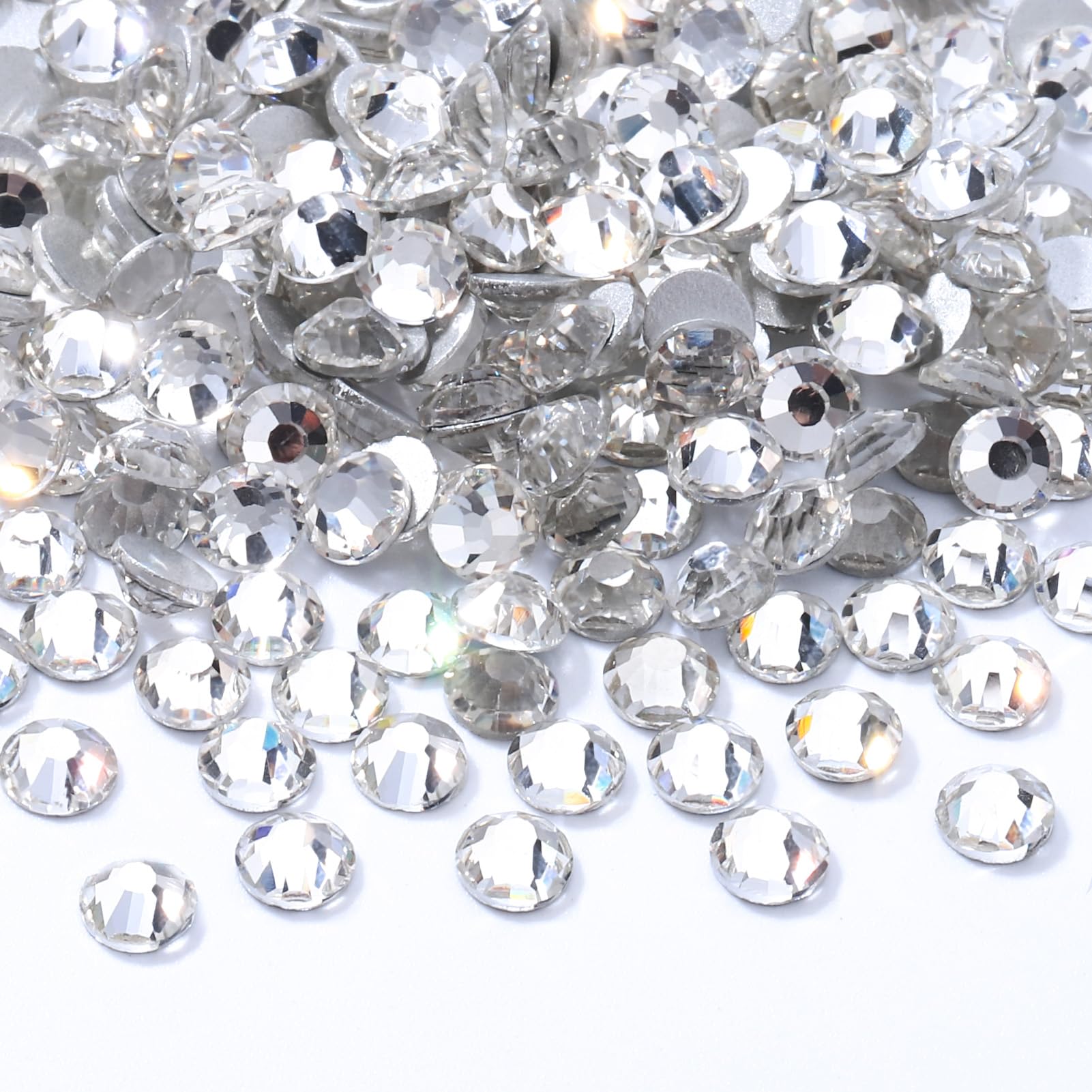 Meibite Crystal Clear Flatback Rhinestones, Glass Rhinestones for Nail Art and Craft, Glue Fix, Loose Crystal Gemstones(Crystal, SS34, 576pcs, 7.1-