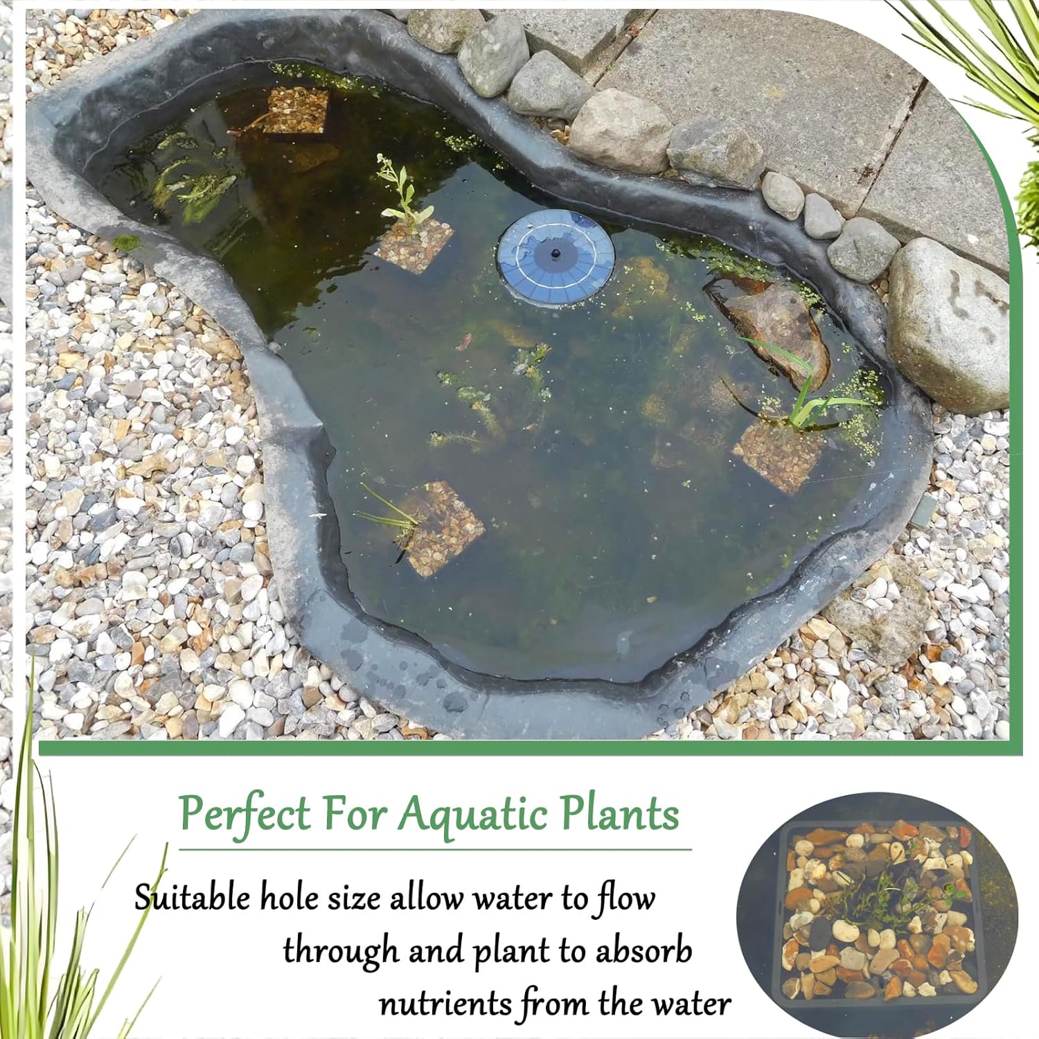 HG9SQBK 9-Inch Square Aquatic Plant Baskets - Durable Black Plastic Mesh Pond Containers for Live Aquarium Plants, Pond Planting & Hydroponic Pots (8pcs Square 9inch)