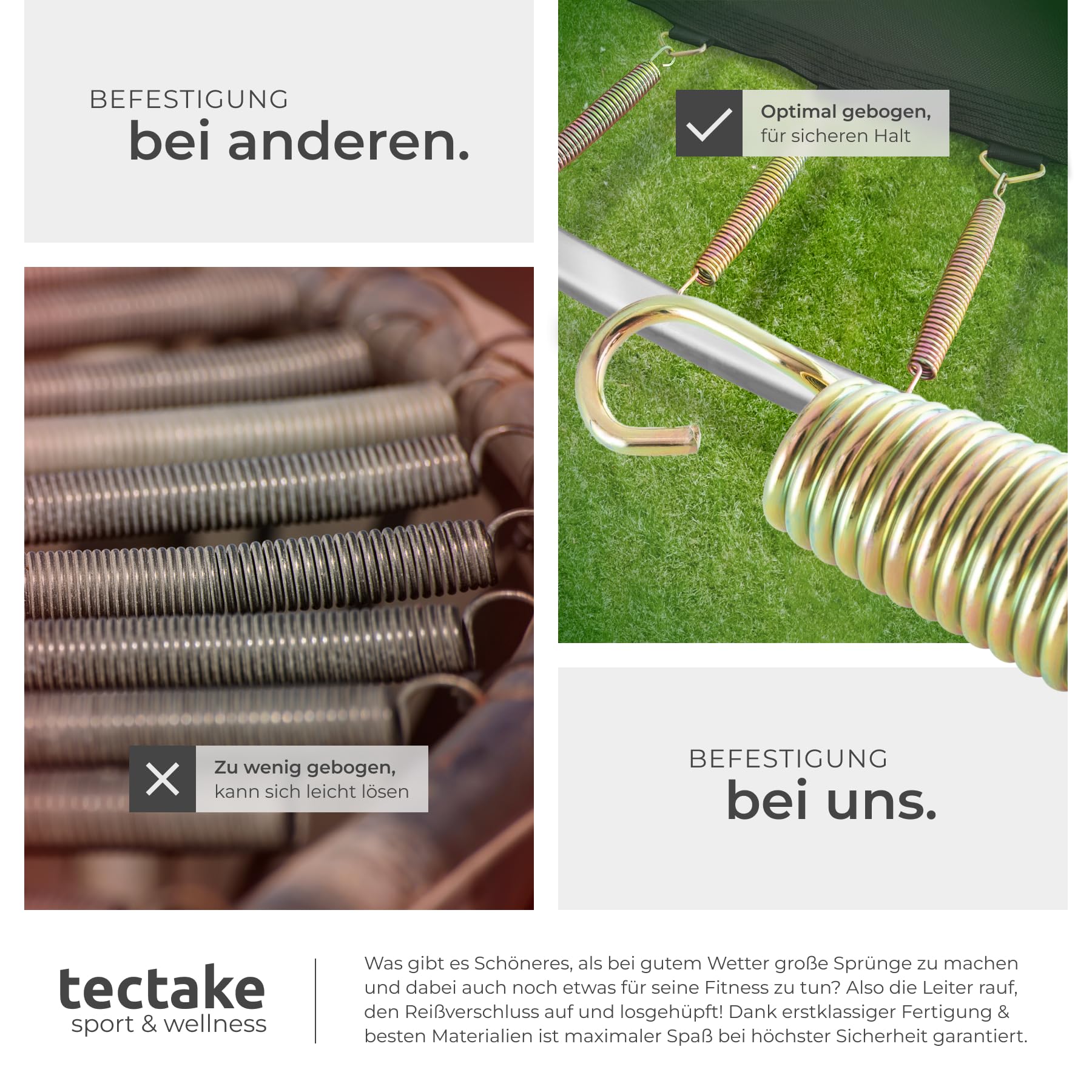 tectake® Trampolin, Gartentrampolin, Outdoor Spaß- und Sportgeräte Zuhause, Sportgerät Ausdauertraining, Balancieren Kinder, mit Sicherheitsnetz Schutznetz Kinder, Trampolin Randabdeckung