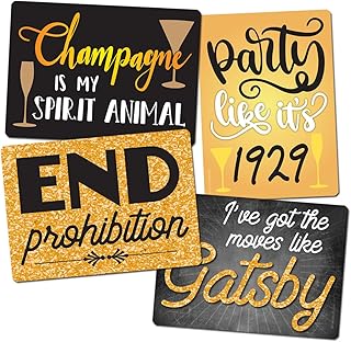 Roaring '20s Party Props - Set of 2 Plastic Signs with a 1920s Great Gatsby Theme