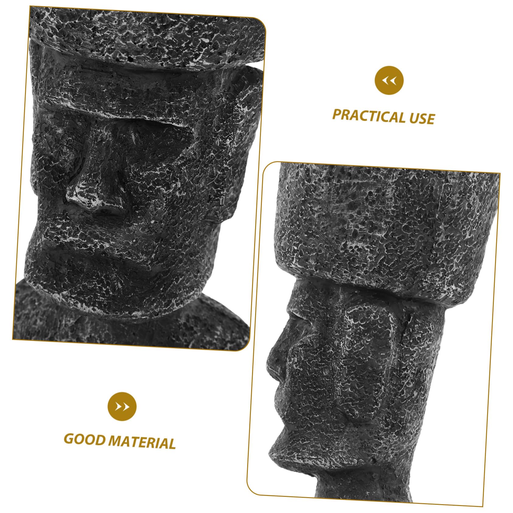GLEAVI Statua Moai Facile da Disporre in Resina, Decorazione Antica per Acquario Effetto Realistico e Casa