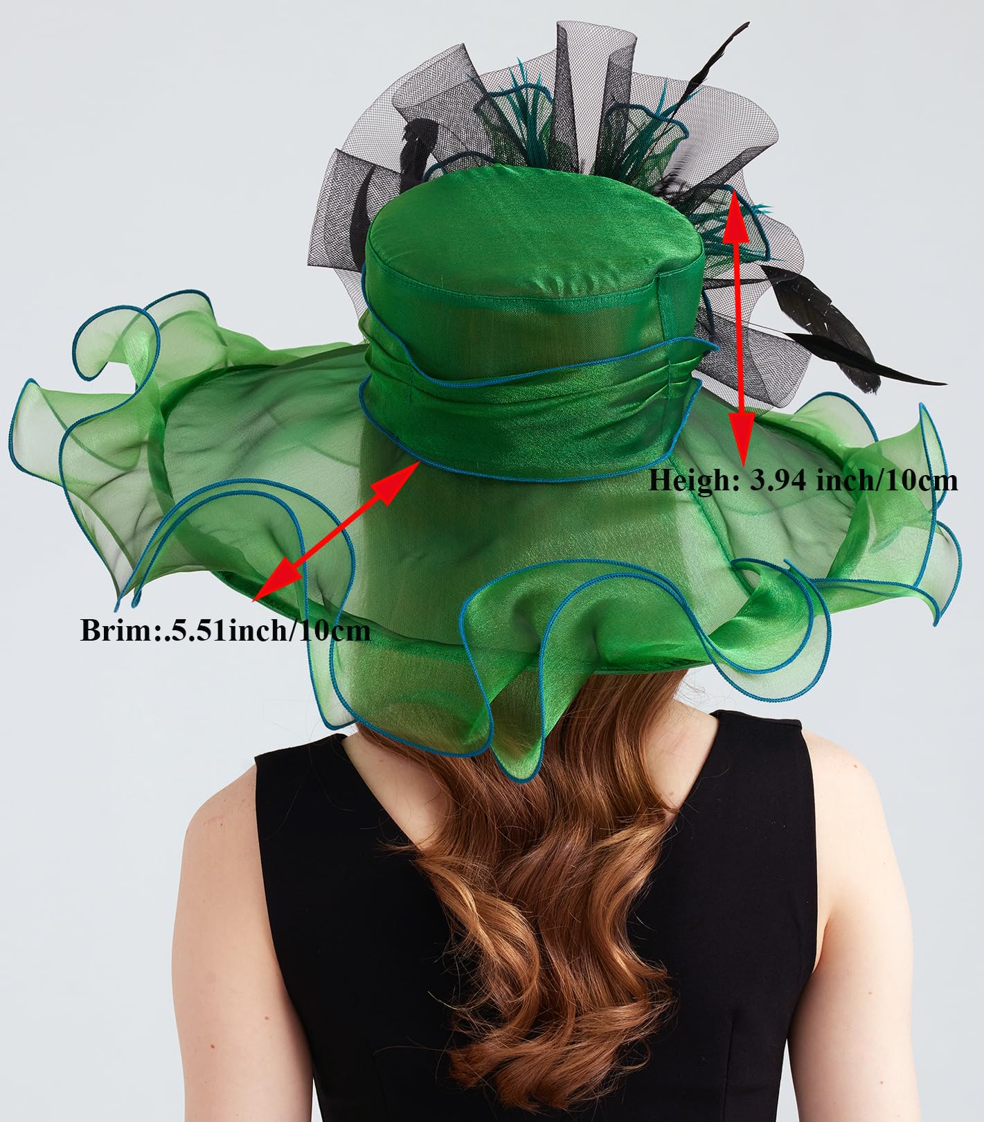 Derby-Hut aus Organza für Damen, Fascinator, Teeparty, Hochzeit, Kirche, Derby-Hut, Fascinator, Hut, Doppelnutzung